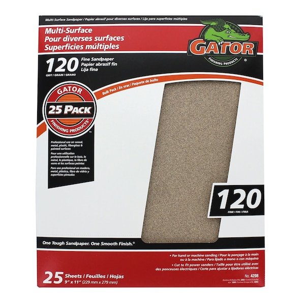 Gator Grit Gator 11 in. L X 9 in. W 120 Grit Aluminum Oxide Sandpaper 1 pk 3263 - main